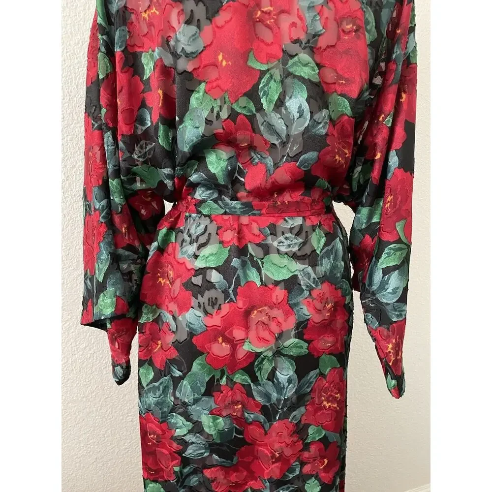 Victoria's Secret Vintage Sleepwear Robe Belted Multicolor Floral